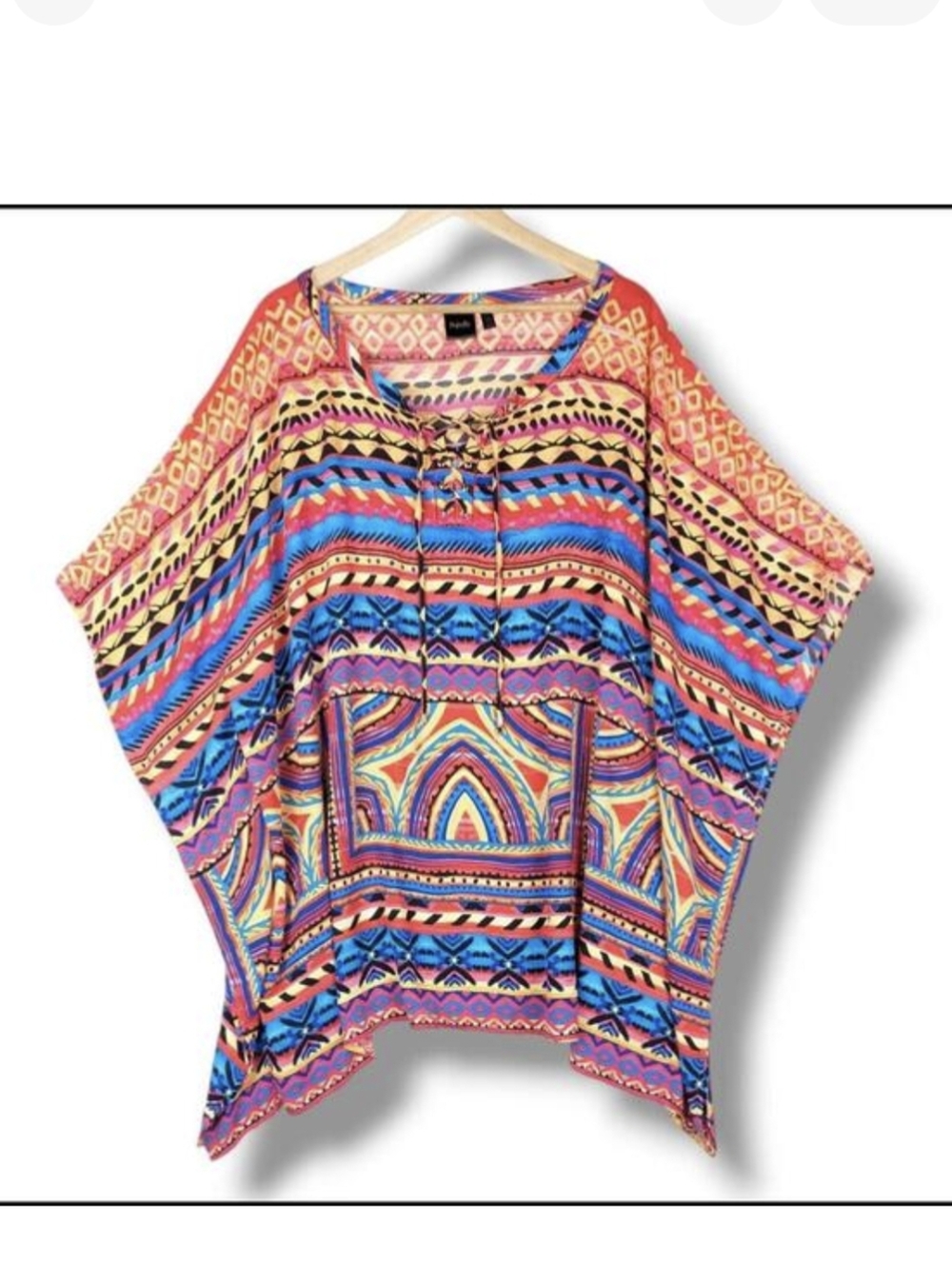 Rafaella Kimono Cover‎ Up Top 3X Plus Size Colorful Bold Print